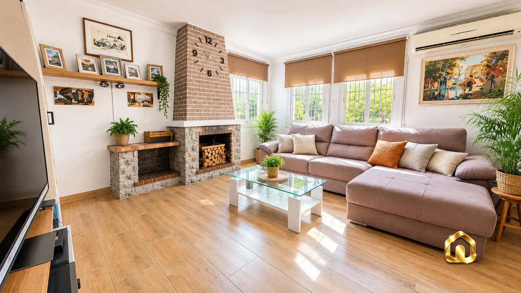 Sala de estar de Casa o chalet en venta en Sant Fost de Campsentelles con Aire acondicionado, Jardín privado y Terraza