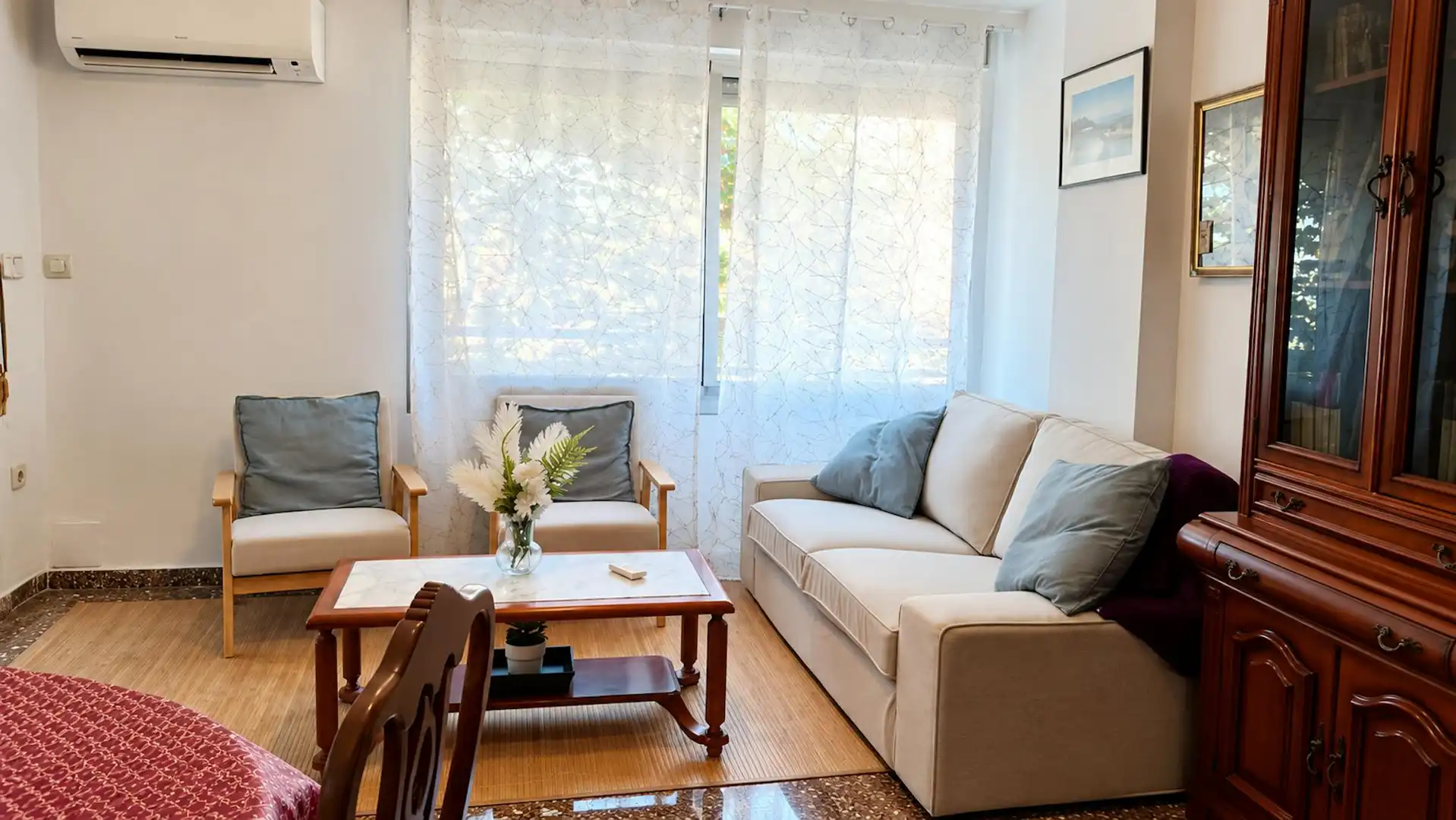 Wohnzimmer von Wohnung zur Miete in Valencia mit Klimaanlage, Möbliert und Waschmaschine