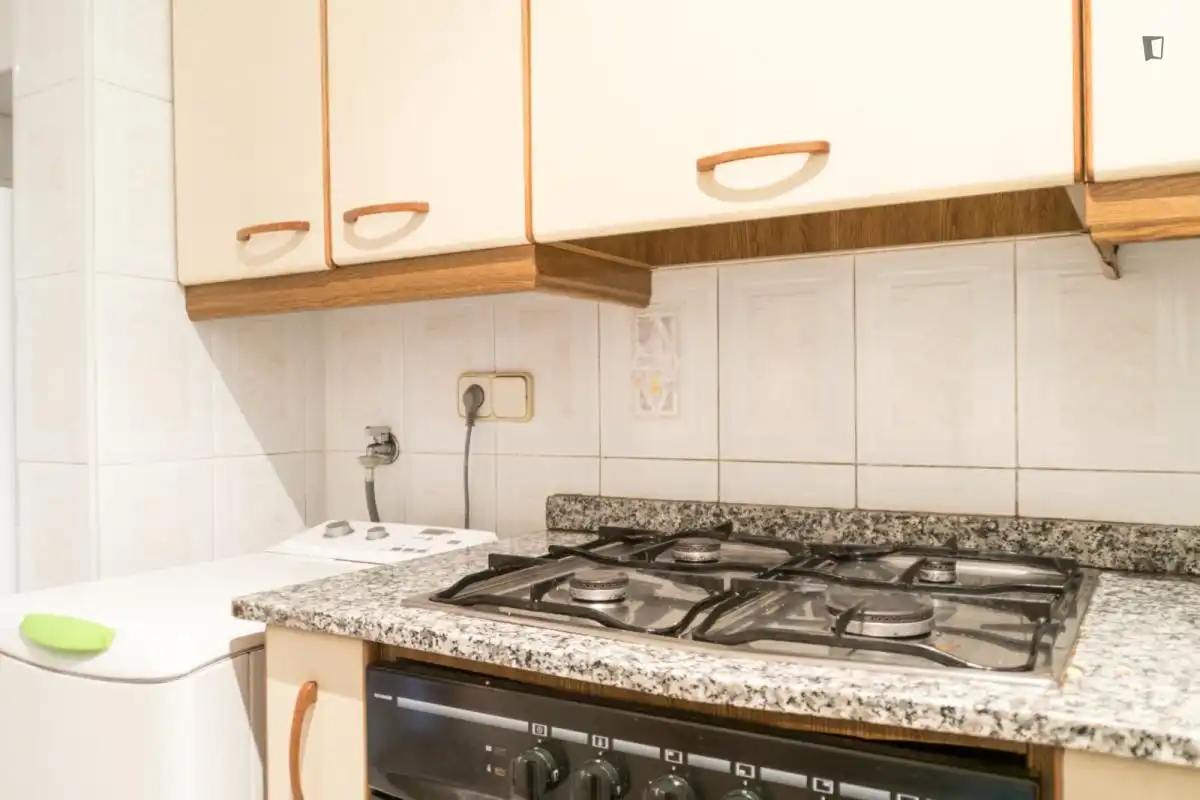 Cuina de Apartament per a compartir en Barcelona amb Moblat, Forn i Rentadora