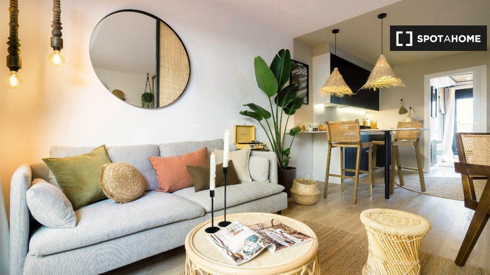 Sala d'estar de Pis de lloguer en  Barcelona Capital amb Aire condicionat, Calefacció i Moblat