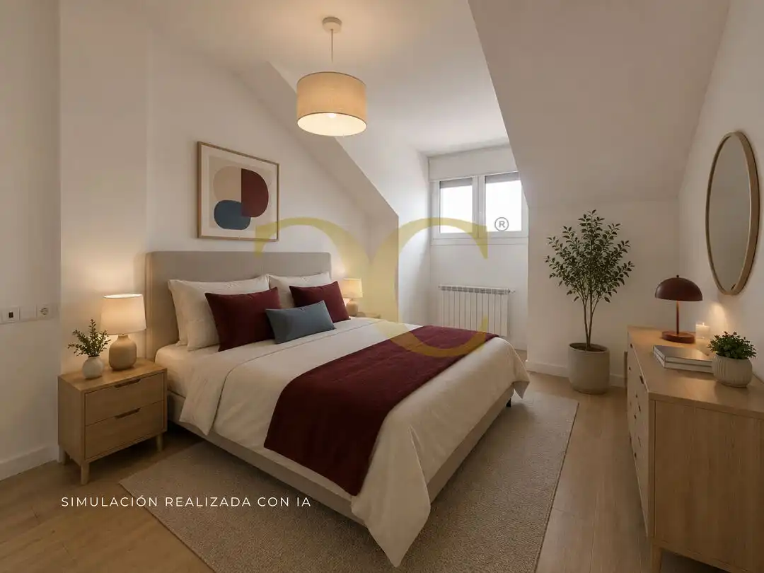 Schlafzimmer von Dachboden zum Verkauf in Llanes mit Heizung, Privatgarten und Terrasse