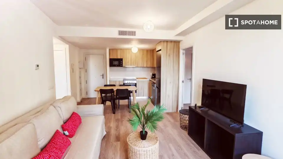 Living room of Flat for rent in Valencia  with Air Conditioner, Heating and Furnished