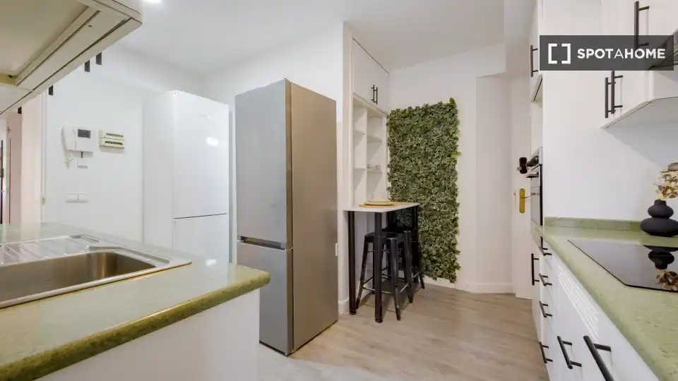 Cocina de Piso para compartir en Madrid con Aire acondicionado, Terraza y Amueblado