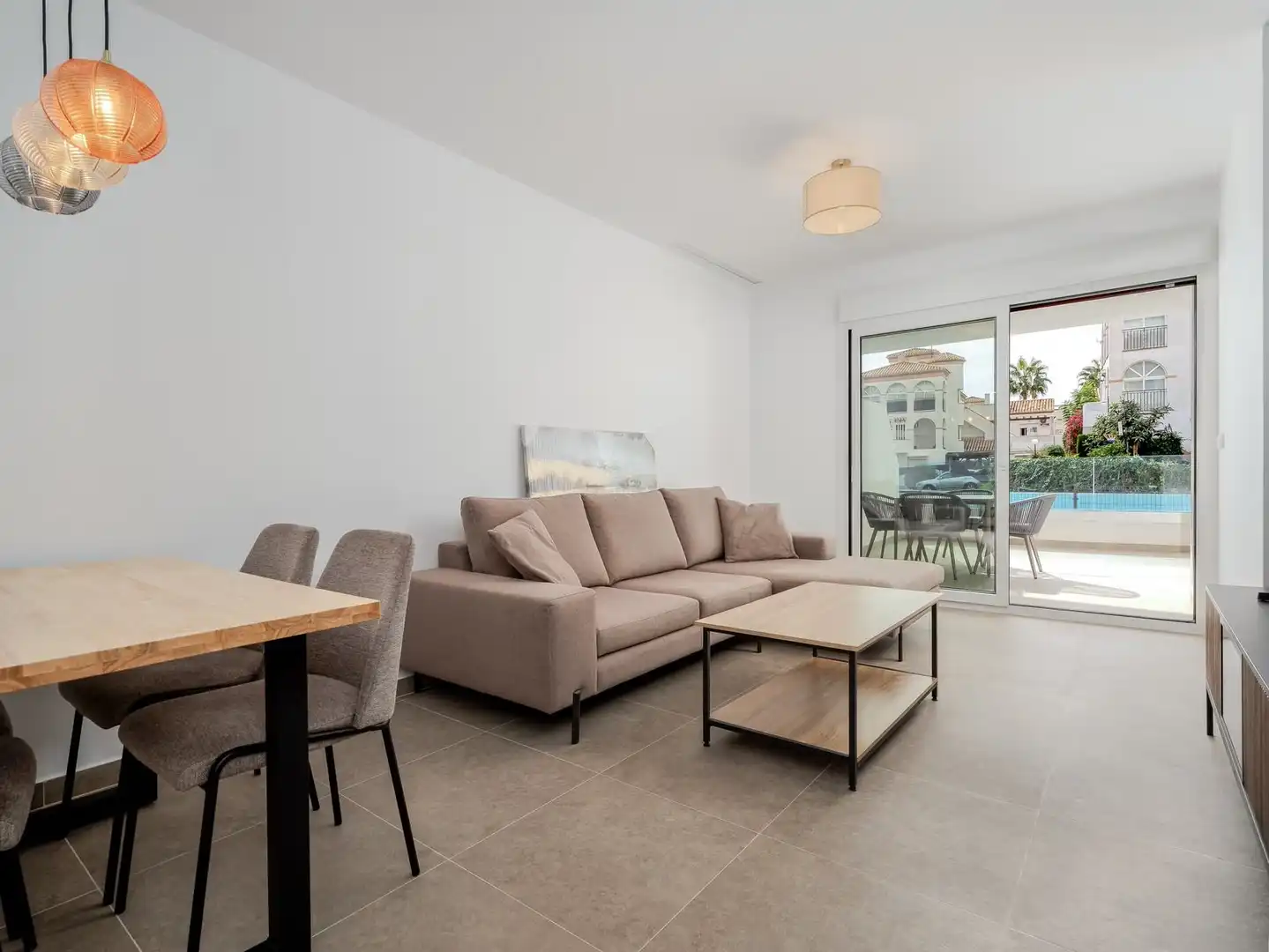 Living room of Flat for sale in Orihuela  with Air Conditioner, Terrace and Furnished