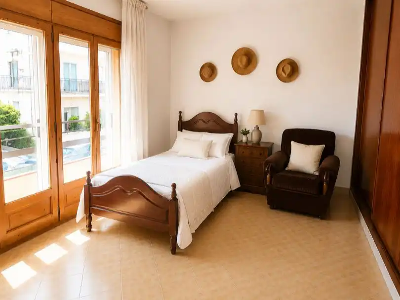 Bedroom of Houses for sale in Horta de Sant Joan  with Air Conditioner, Terrace and Swimming Pool