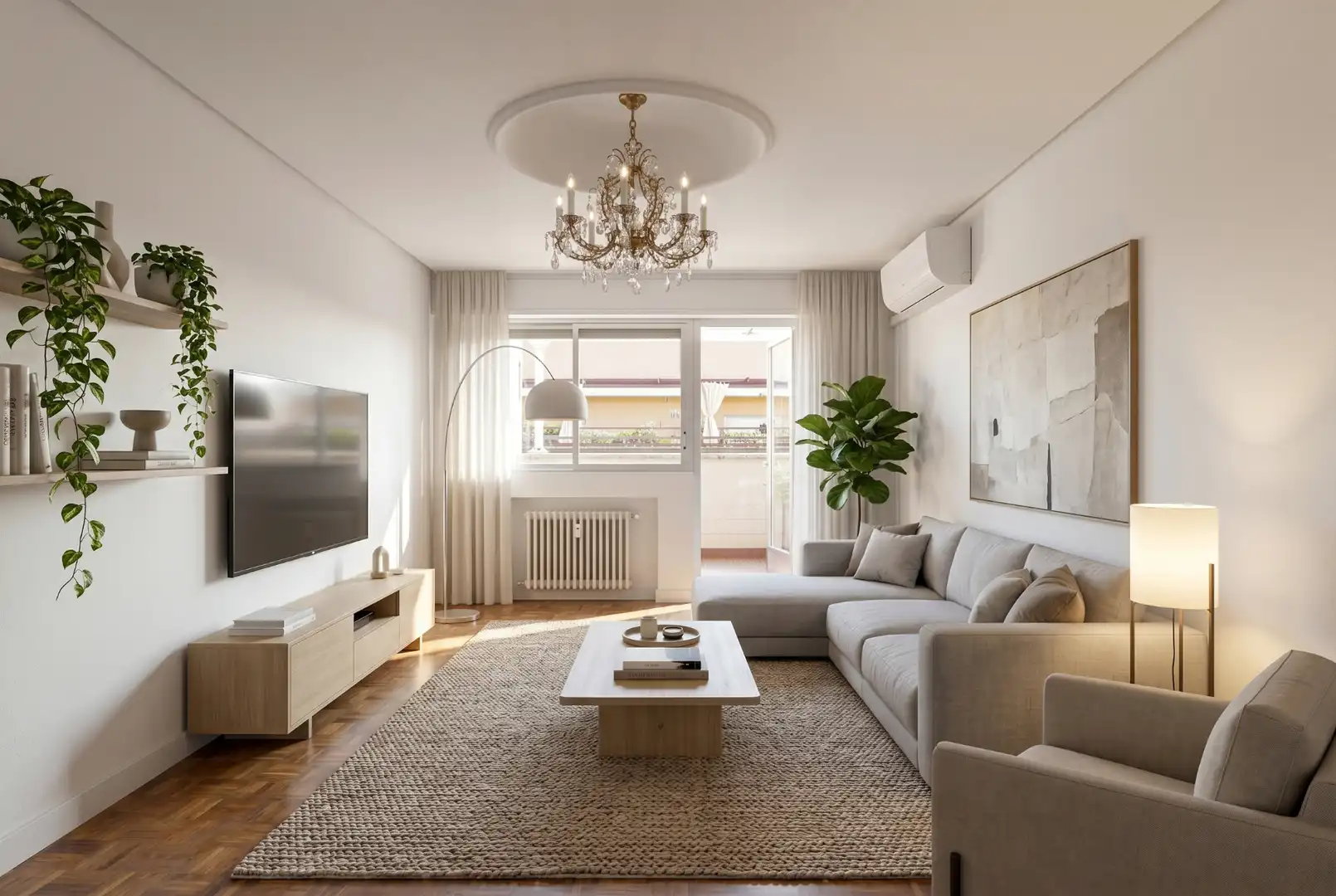 Wohnzimmer von Dachboden zum Verkauf in Madrid mit Klimaanlage, Heizung und Parkett