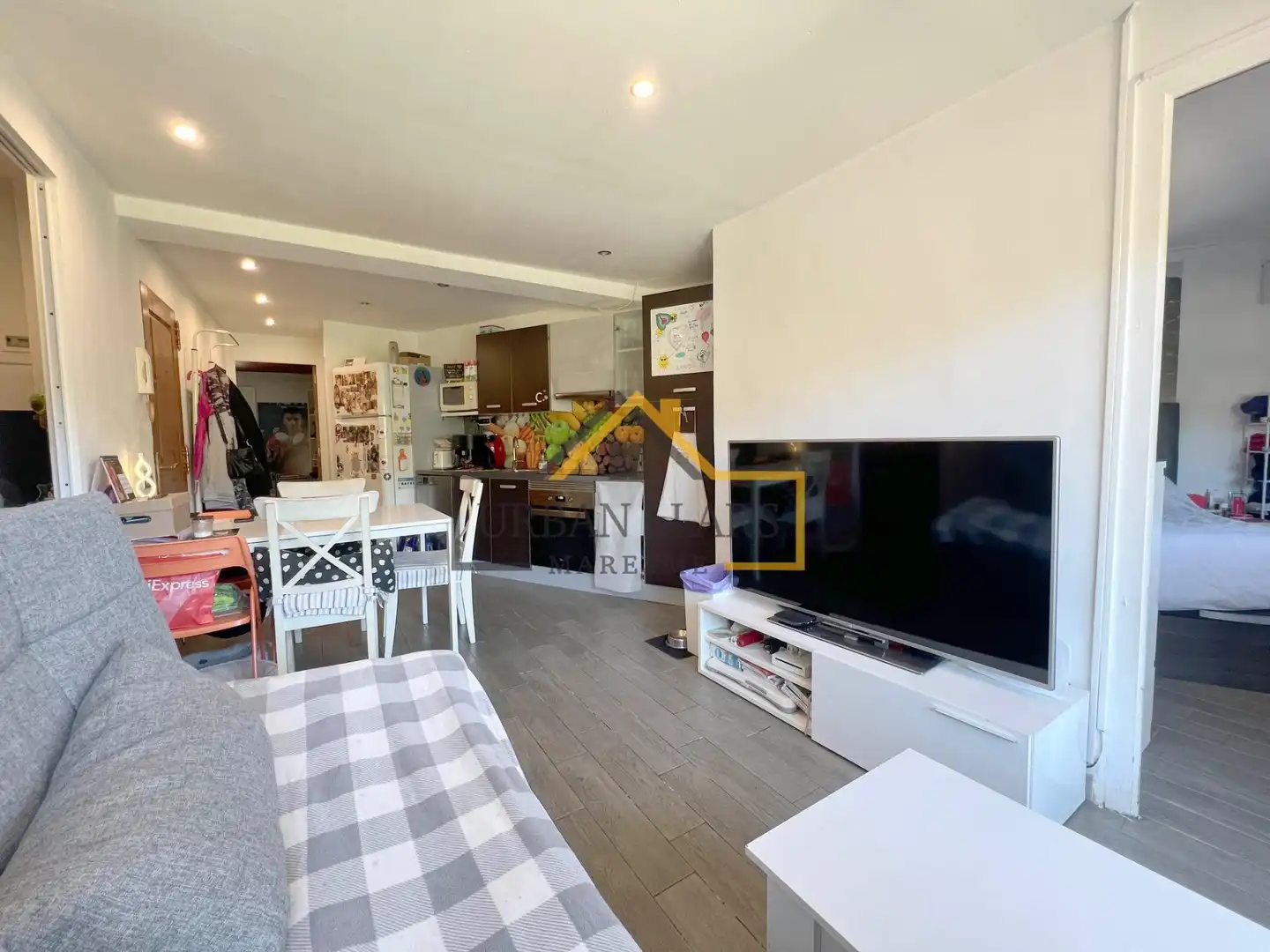 Sala de estar de Piso en venta en Sant Andreu de Llavaneres con Aire acondicionado, Parquet y Balcón