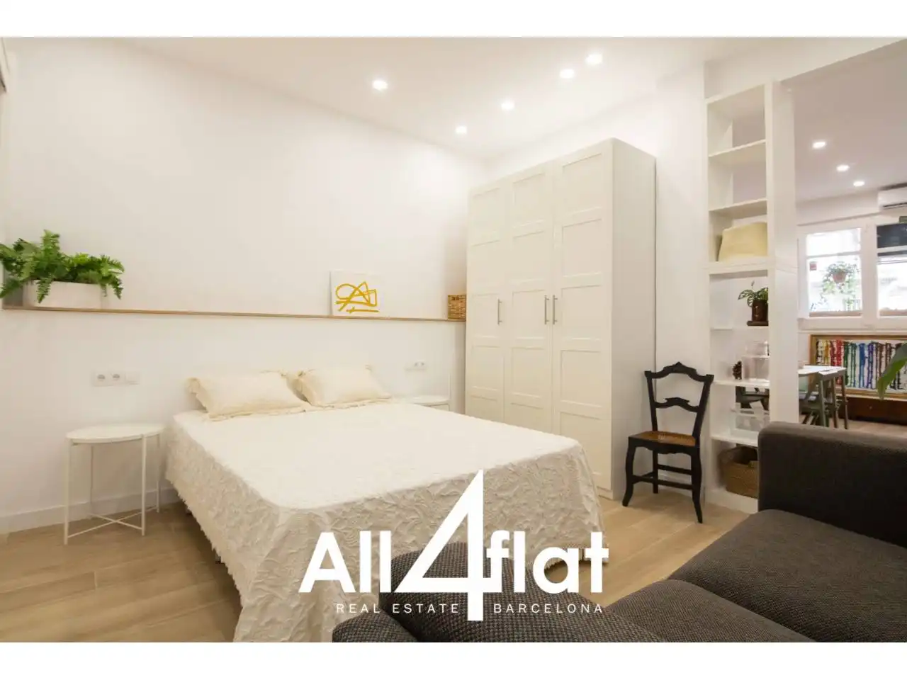 Schlafzimmer von Wohnung zur Miete in Barcelona mit Klimaanlage, Parkett und Möbliert