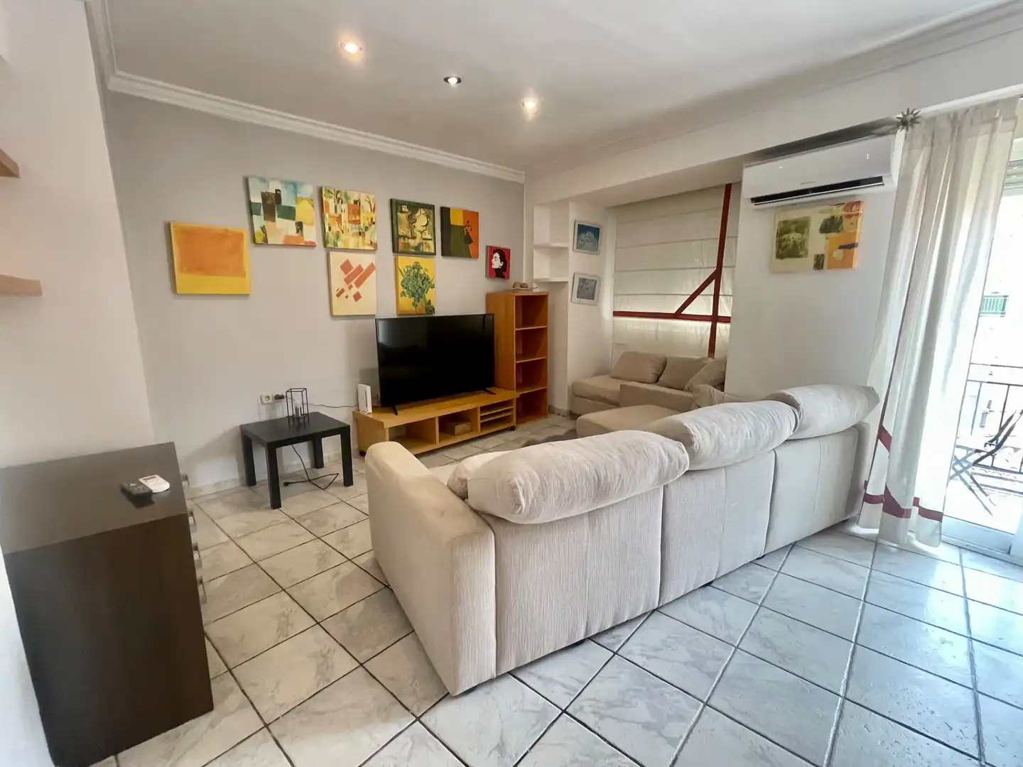 Sala d'estar de Apartament de lloguer en Sagunto / Sagunt amb Aire condicionat, Terrassa i Moblat