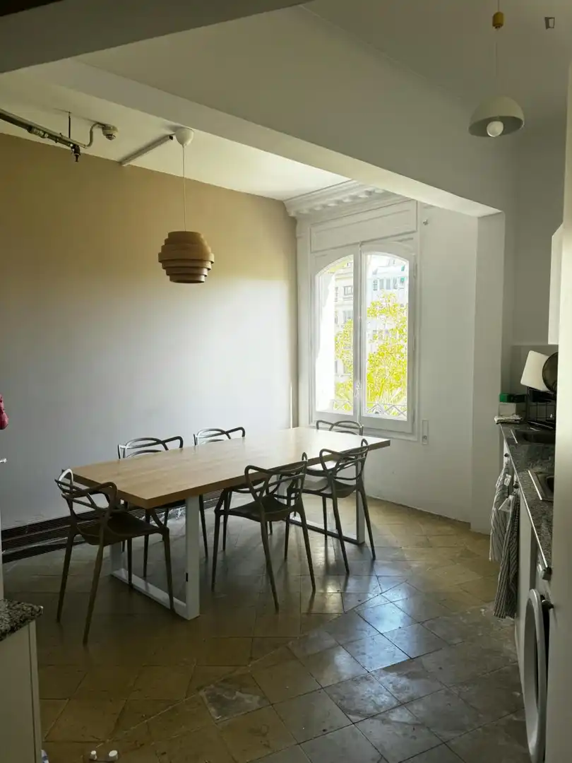 Comedor de Apartamento para compartir en Barcelona con Calefacción, Amueblado y Horno