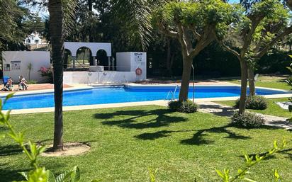 Swimming pool of Single-family semi-detached for sale in Mijas  with Private garden, Parquet flooring and Terrace