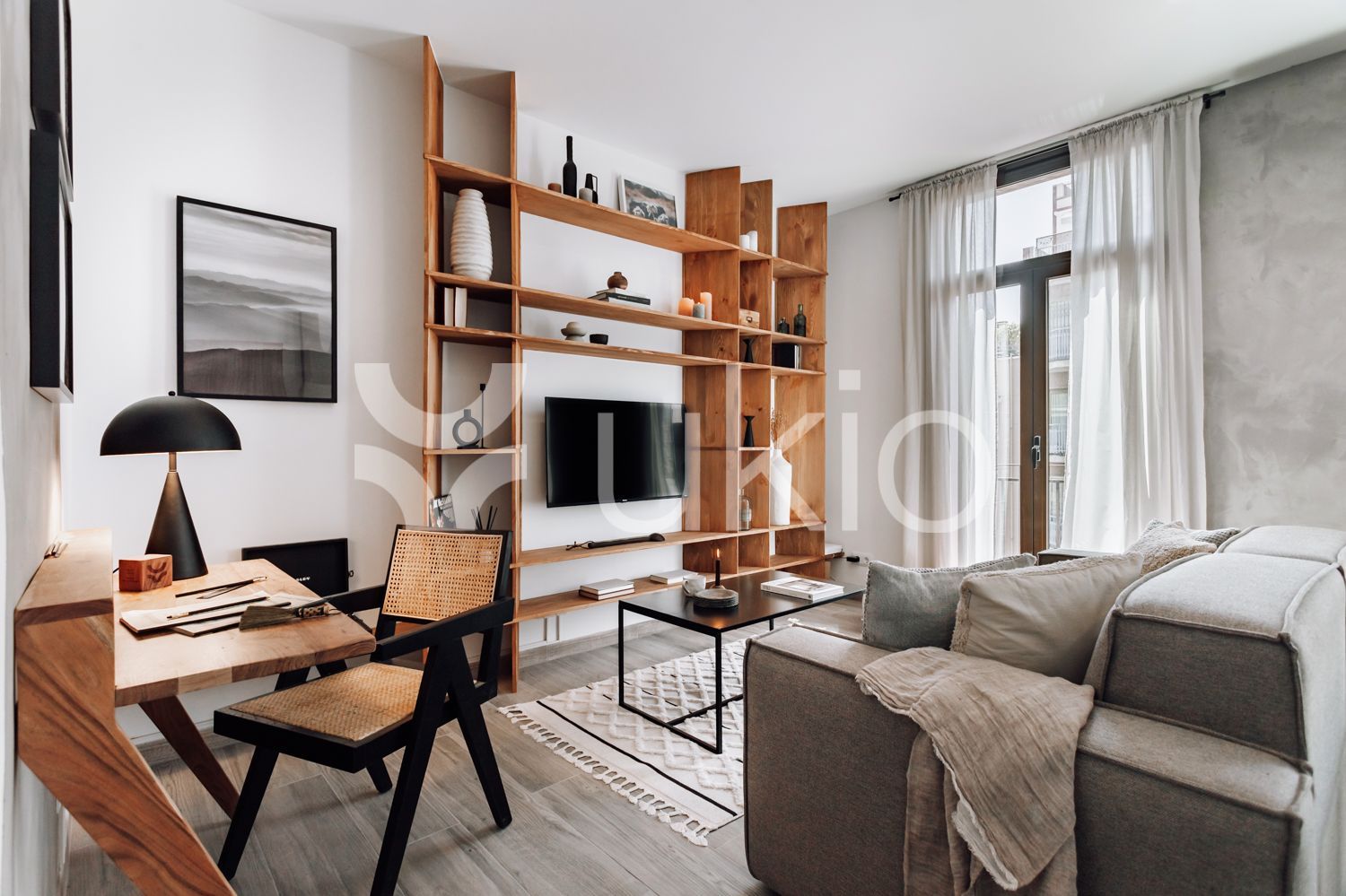 Sala d'estar de Apartament de lloguer en  Barcelona Capital amb Aire condicionat, Moblat i Forn