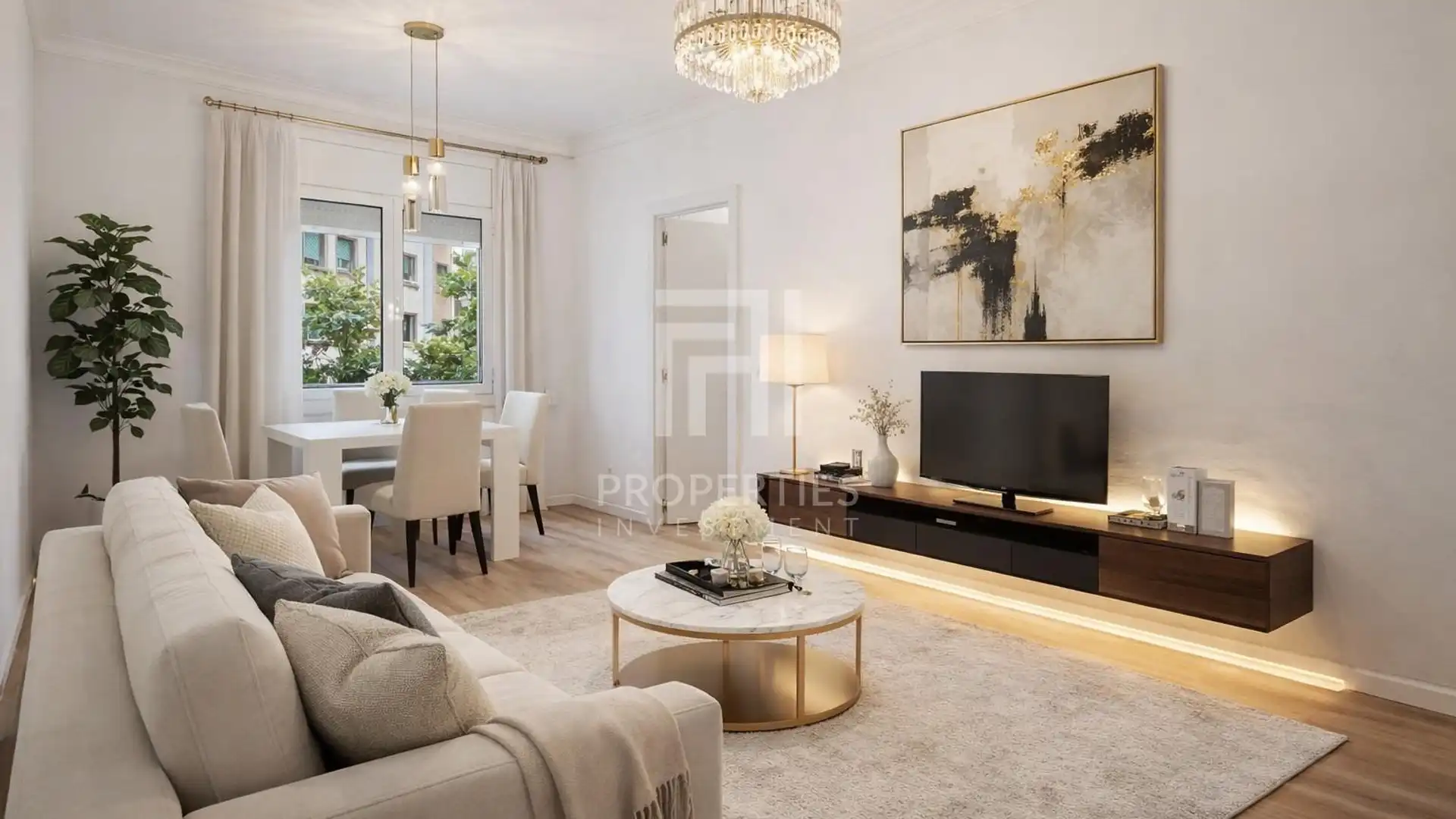 Living room of Flat for sale in  Barcelona Capital  with Air Conditioner, Parquet flooring and Terrace