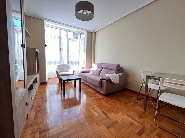 Sala d'estar de Apartament de lloguer en Gijón  amb Calefacció, Moblat i Balcó