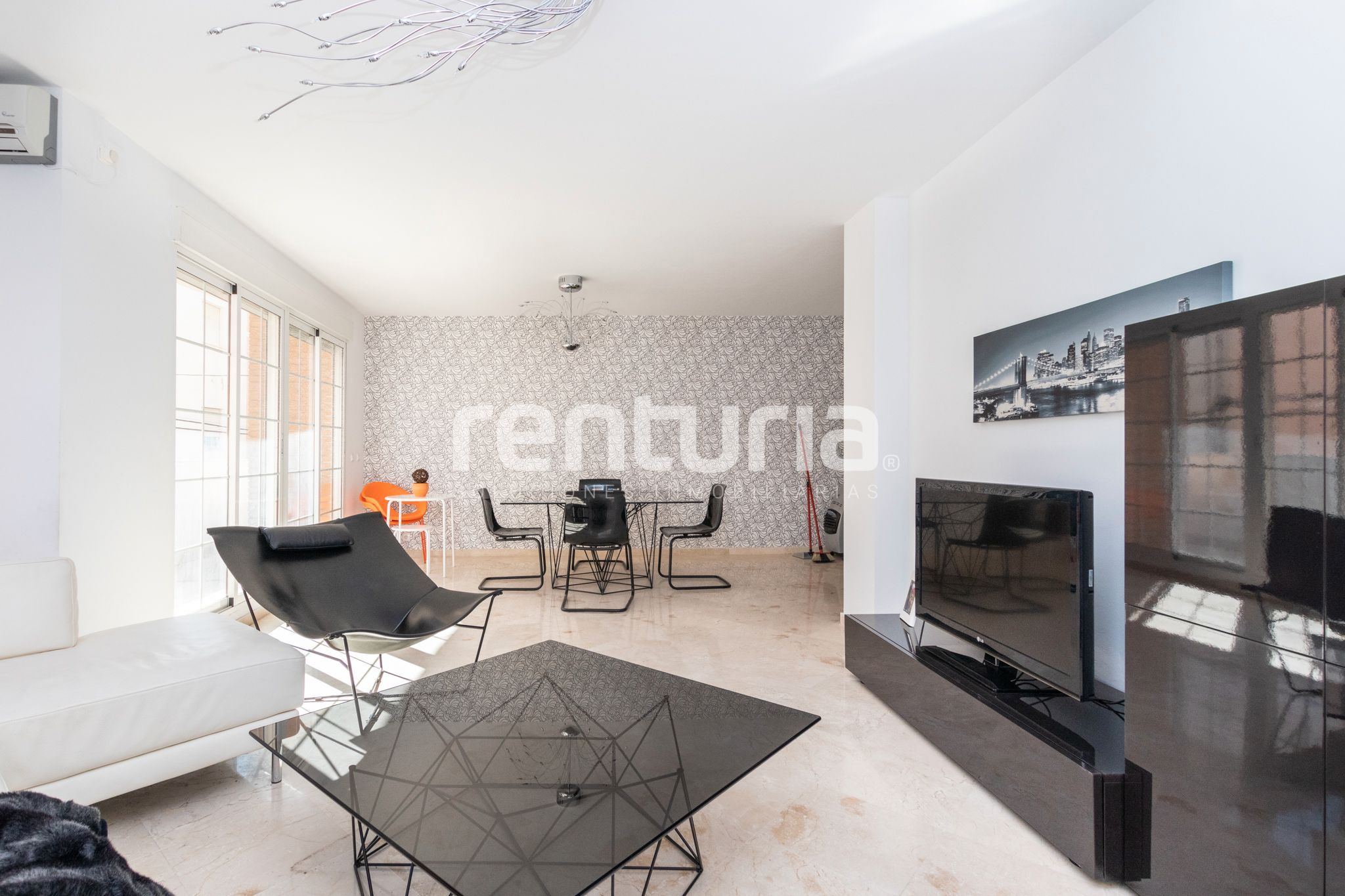 Living room of Flat for sale in La Font de la Figuera  with Air Conditioner, Terrace and Oven