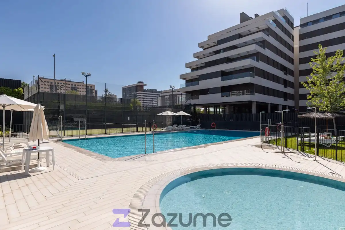 Swimming pool of Flat for rent in Madrid  with Air Conditioner, Private garden and Terrace