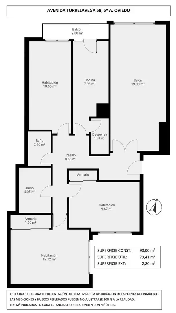 Apartament en venda en Oviedo  amb Calefacció, Terrassa i Balcó