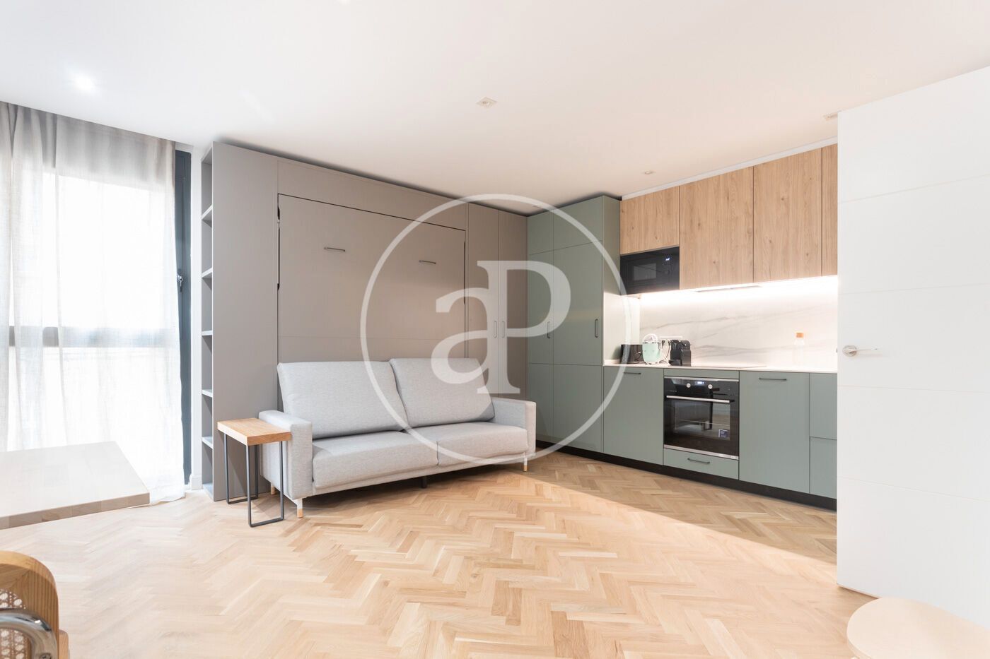 Sala de estar de Piso de alquiler en  Barcelona Capital con Aire acondicionado, Calefacción y Amueblado
