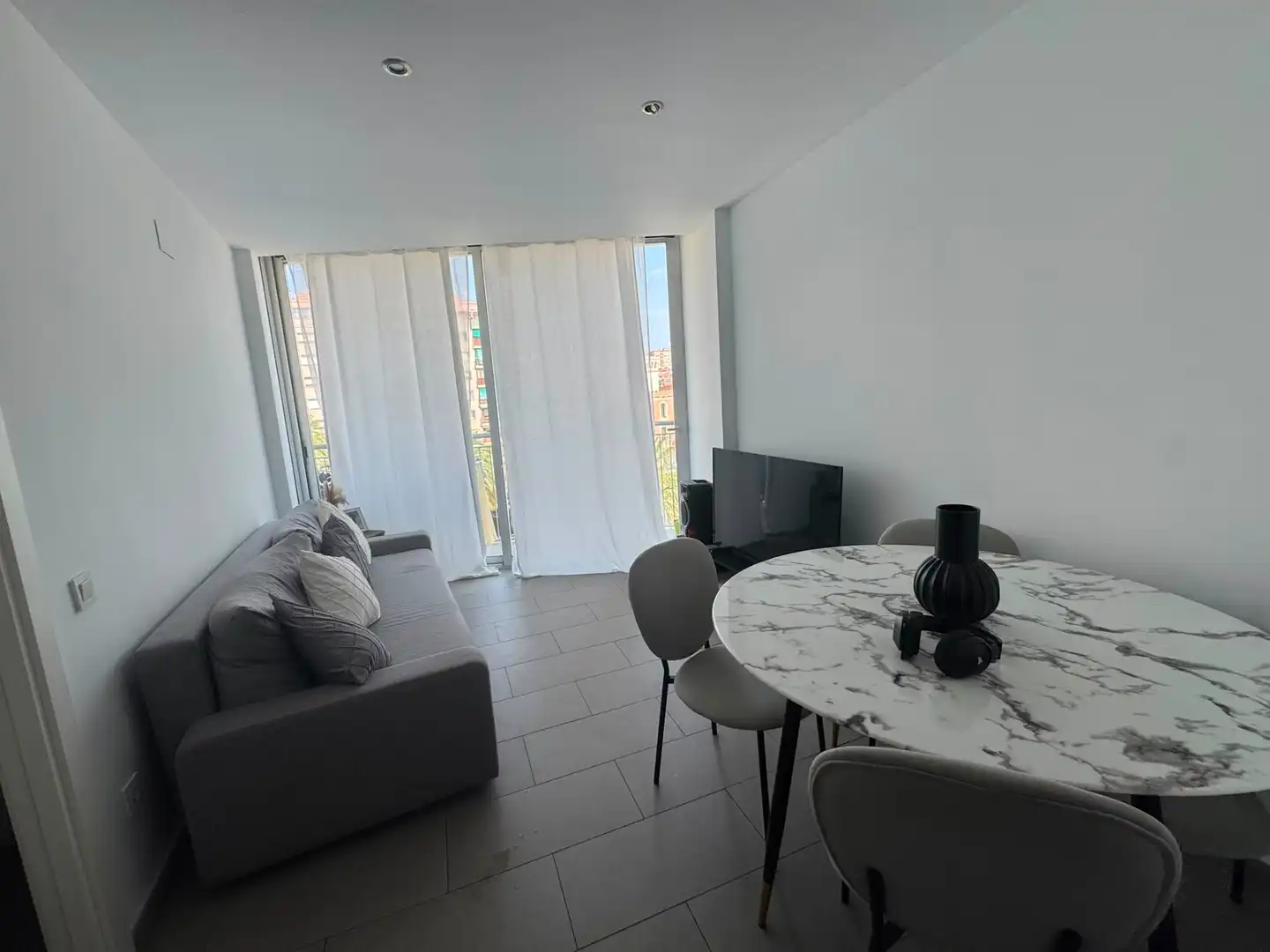 Wohnzimmer von Dachboden zum Verkauf in Badalona mit Klimaanlage, Heizung und Terrasse