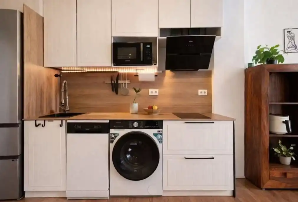 Cocina de Apartamento de alquiler en Valencia con Aire acondicionado, Calefacción y Jardín privado