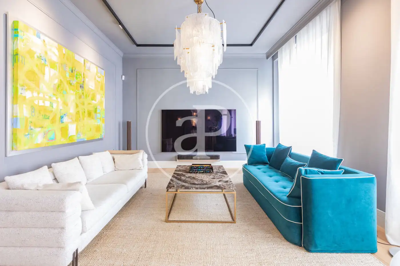 Wohnzimmer von Wohnung zur Miete in Madrid mit Klimaanlage, Heizung und Privatgarten