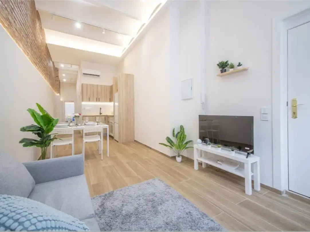 Living room of Flat for sale in Barcelona  with Air Conditioner, Private garden and Parquet flooring