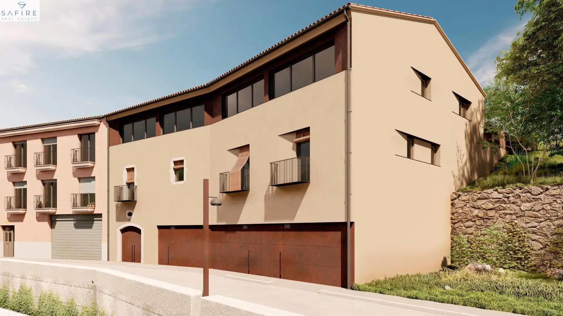 Vista exterior de Casa adosada en venta en Girona con Terraza
