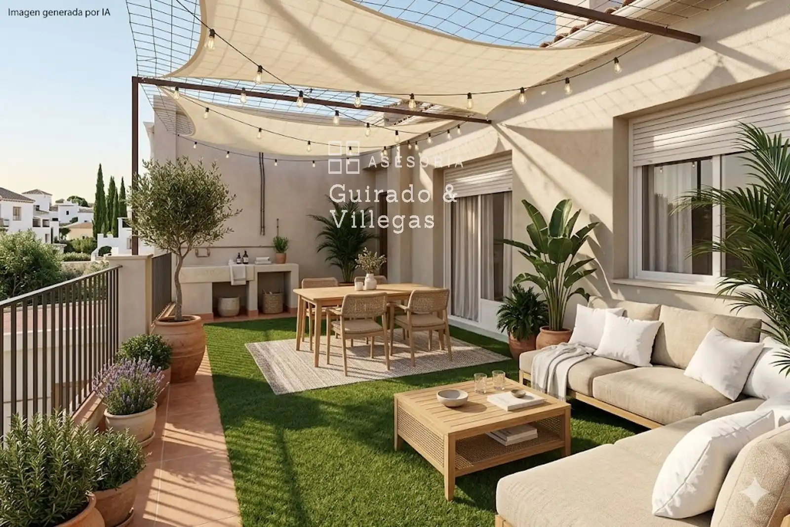 Terrasse von Einfamilien-Reihenhaus zum Verkauf in Fines mit Abstellraum und Balkon