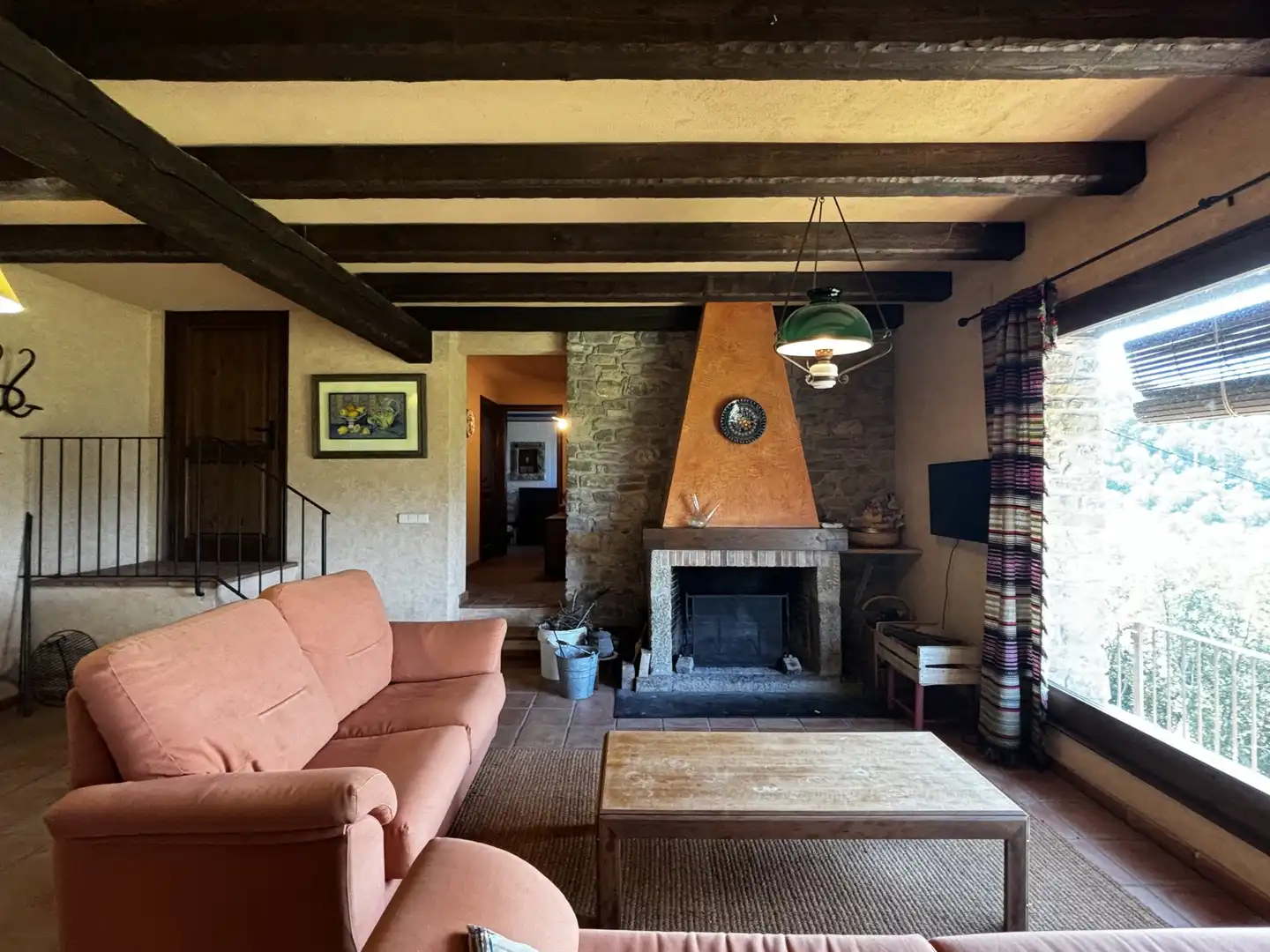 Living room of Country homes for sale in Sant Aniol de Finestres  with Terrace and Swimming Pool