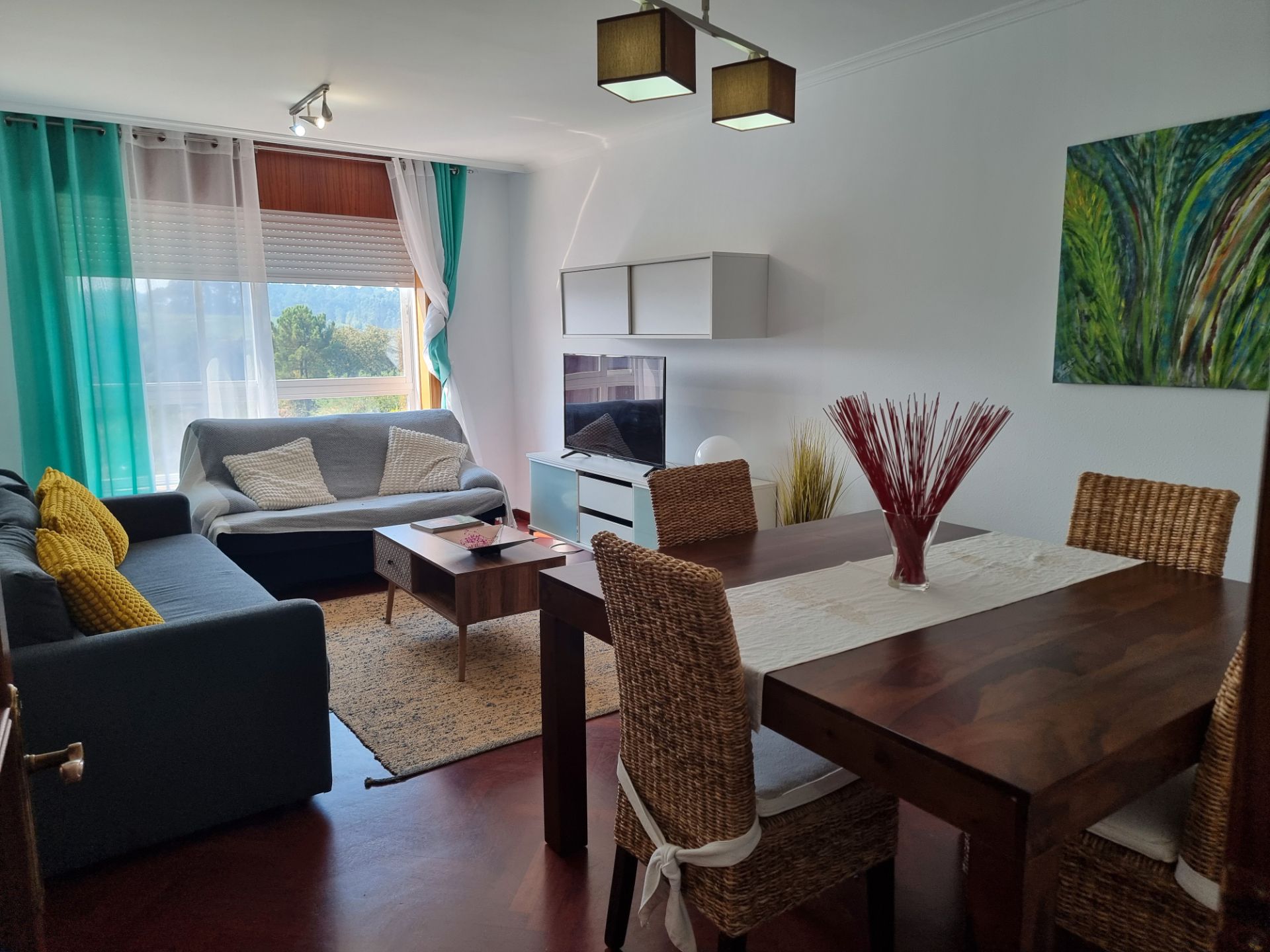 Wohnzimmer von Wohnung miete in Salvaterra de Miño mit Heizung, Parkett und Abstellraum