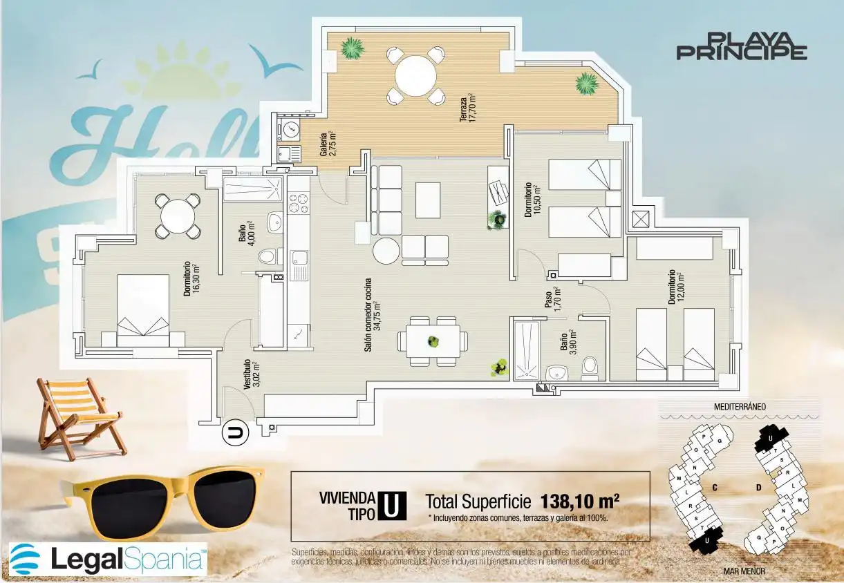 Apartamento en venta en La Manga del Mar Menor con Jardín privado, Terraza y Piscina