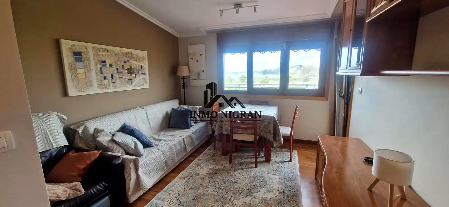 Living room of Flat for rent in Baiona  with Terrace, Furnished and Community pool