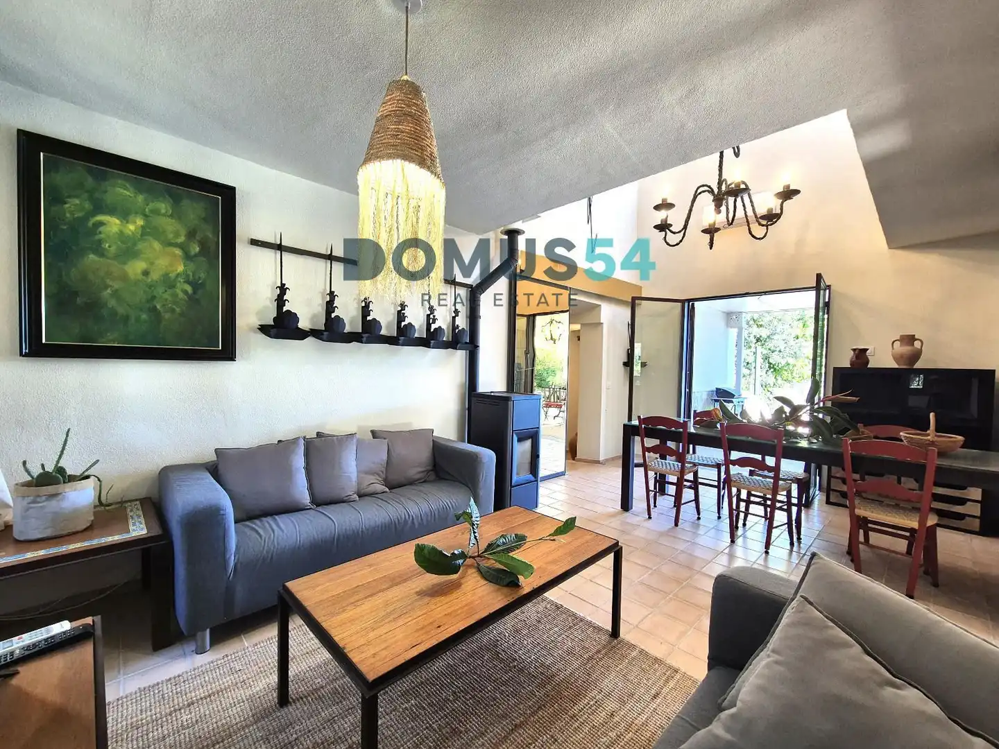 Sala de estar de Finca rústica de alquiler en Petra con Aire acondicionado, Terraza y Piscina