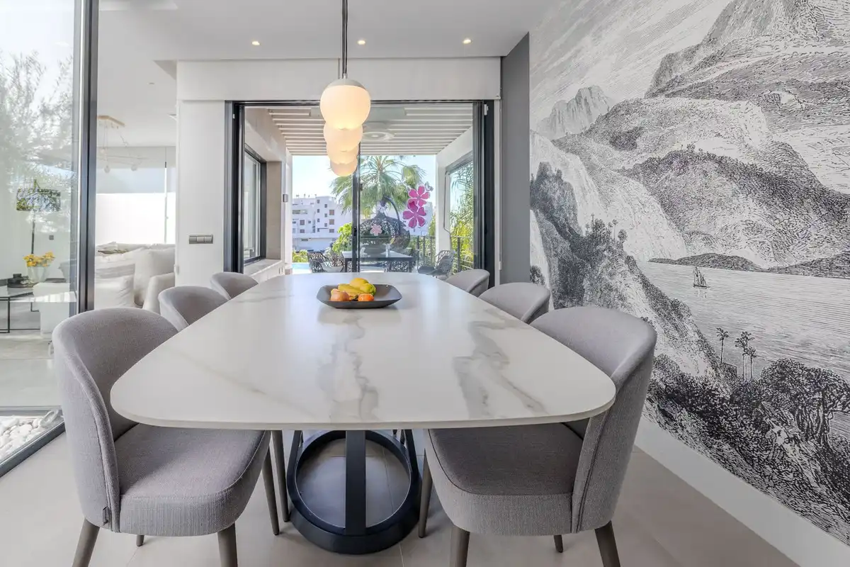 Dining room of Houses for sale in Mijas  with Air Conditioner, Private garden and Terrace