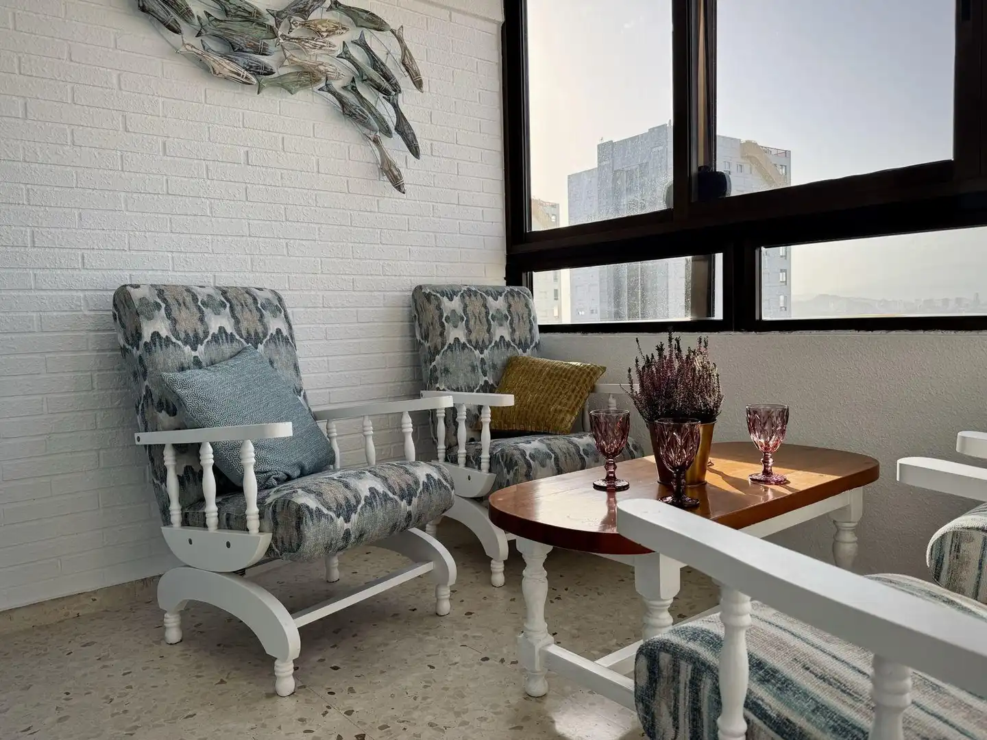Terrace of Apartments for rent in Benidorm  with Air Conditioner, Furnished and Community pool