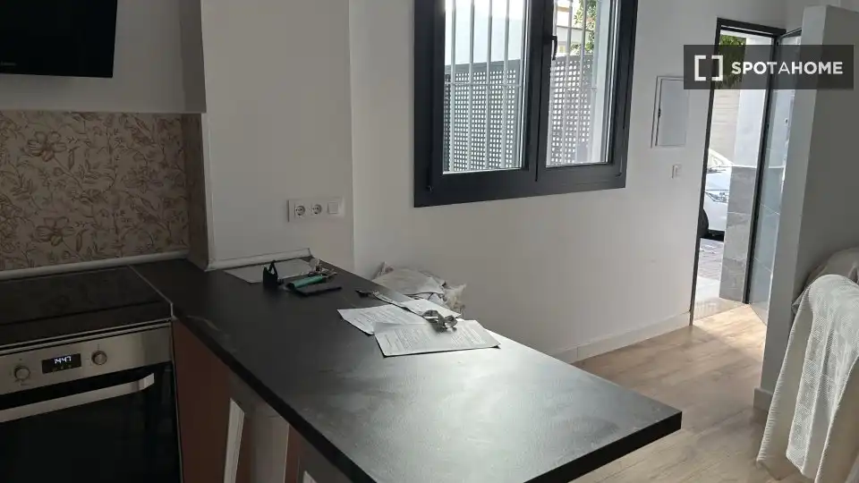 Cocina de Apartamento para compartir en Sevilla con Aire acondicionado, Terraza y Amueblado