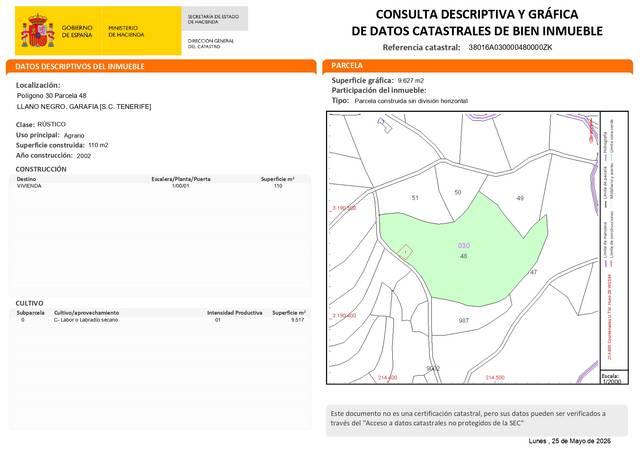 Finca rústica en Venta en Garafía