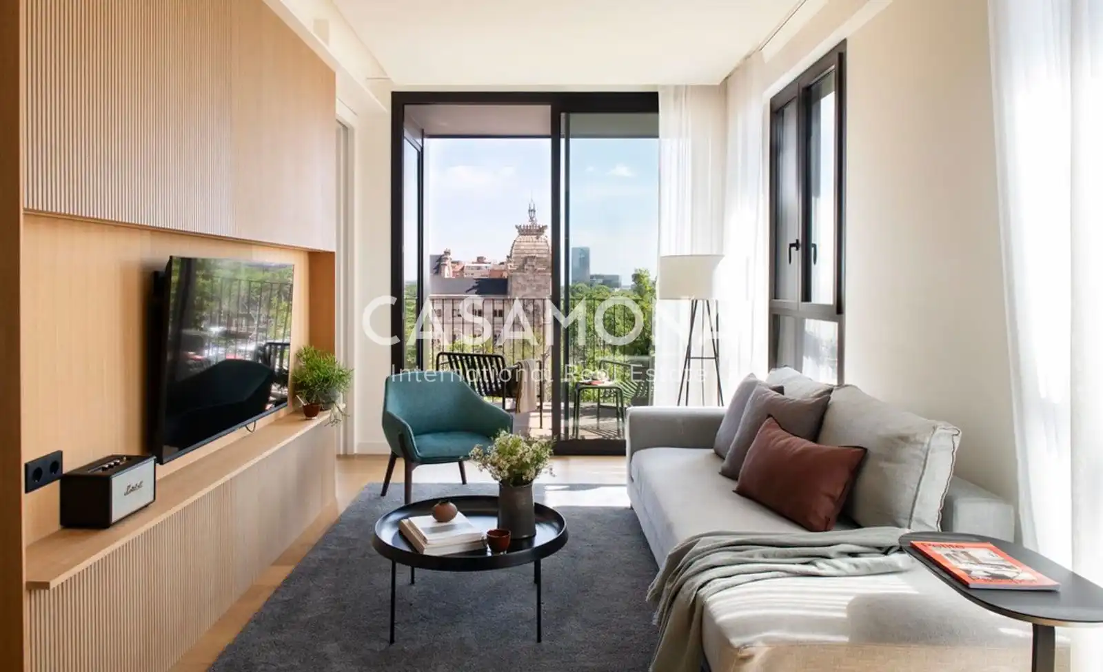 Sala de estar de Apartamento de alquiler en Barcelona con Aire acondicionado, Terraza y Internet
