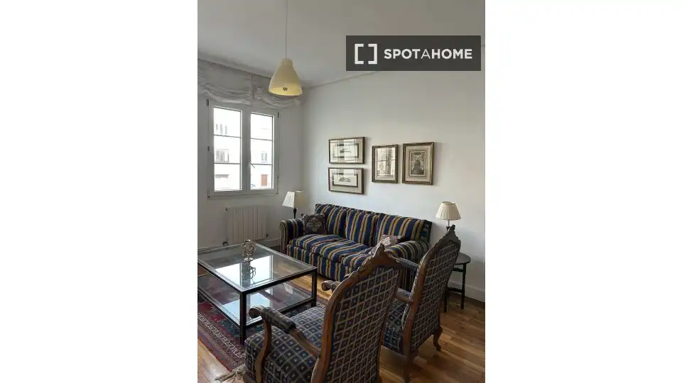 Sala de estar de Piso para compartir en Bilbao  con Aire acondicionado, Terraza y Amueblado