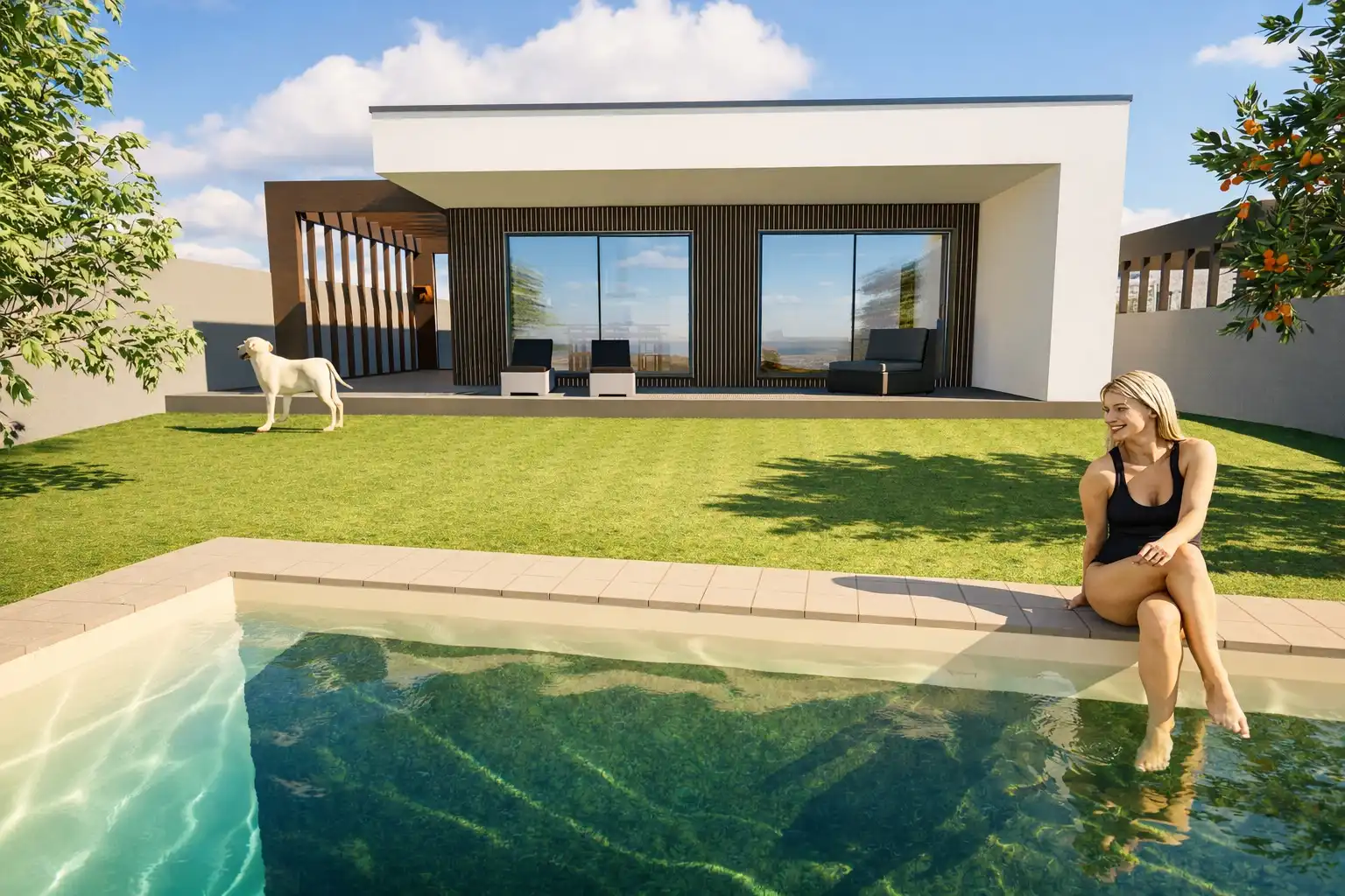 Piscina de Casa o xalet en venda en Sanxenxo amb Aire condicionat, Calefacció i Jardí privat