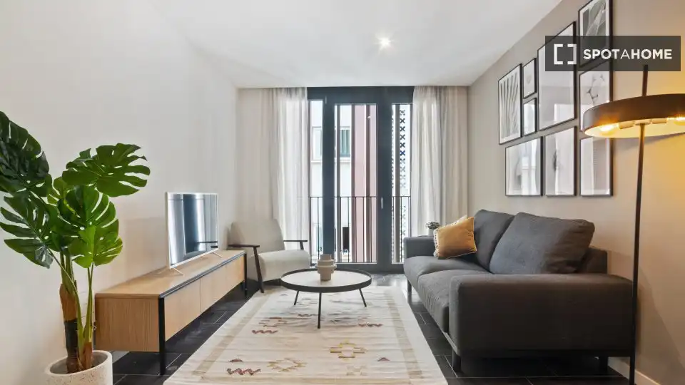 Living room of Flat for rent in Barcelona  with Air Conditioner, Heating and Furnished