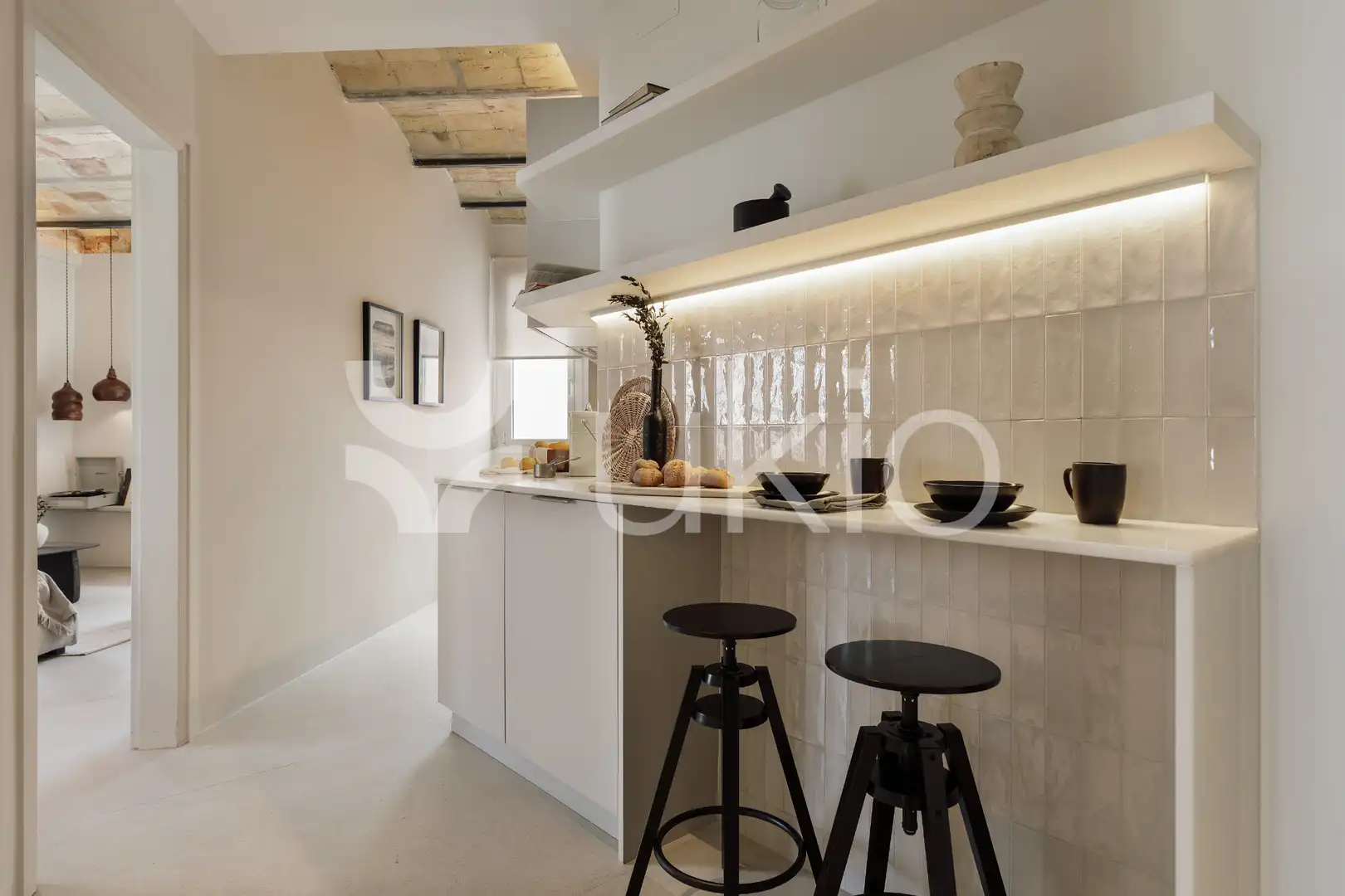 Cocina de Apartamento de alquiler en Barcelona con Aire acondicionado, Calefacción y Terraza