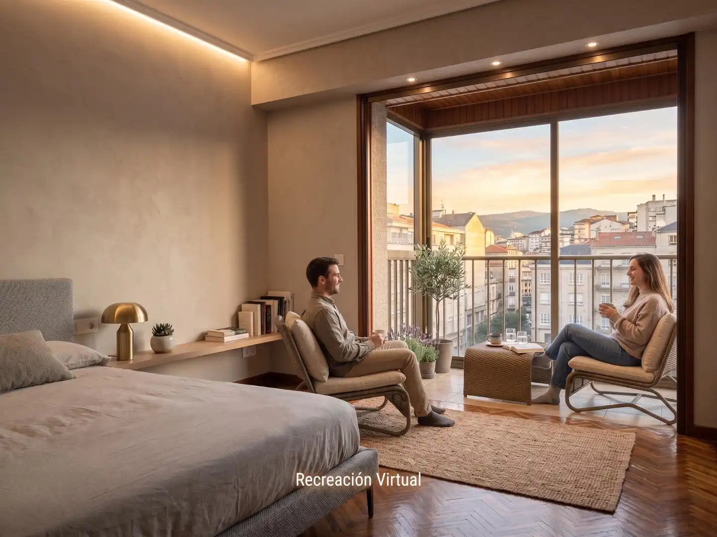 Living room of Flat for sale in Ourense Capital   with Parquet flooring, Terrace and Storage room