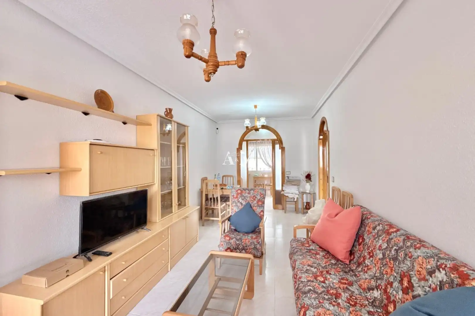 Wohnzimmer von Einfamilien-Reihenhaus zur Miete in San Javier mit Klimaanlage, Heizung und Terrasse