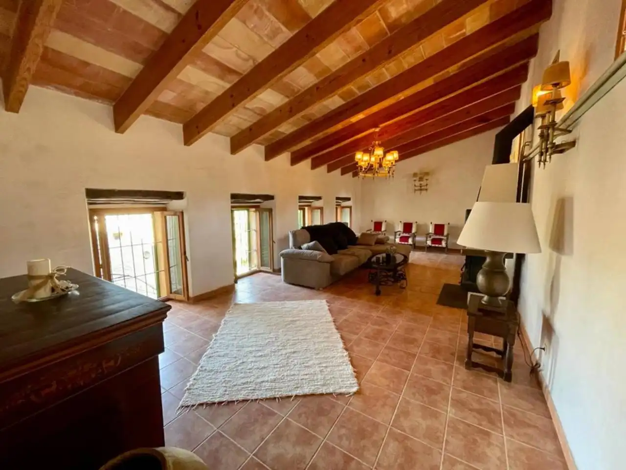 Wohnzimmer von Country house zur Miete in Pollença mit Klimaanlage, Heizung und Privatgarten