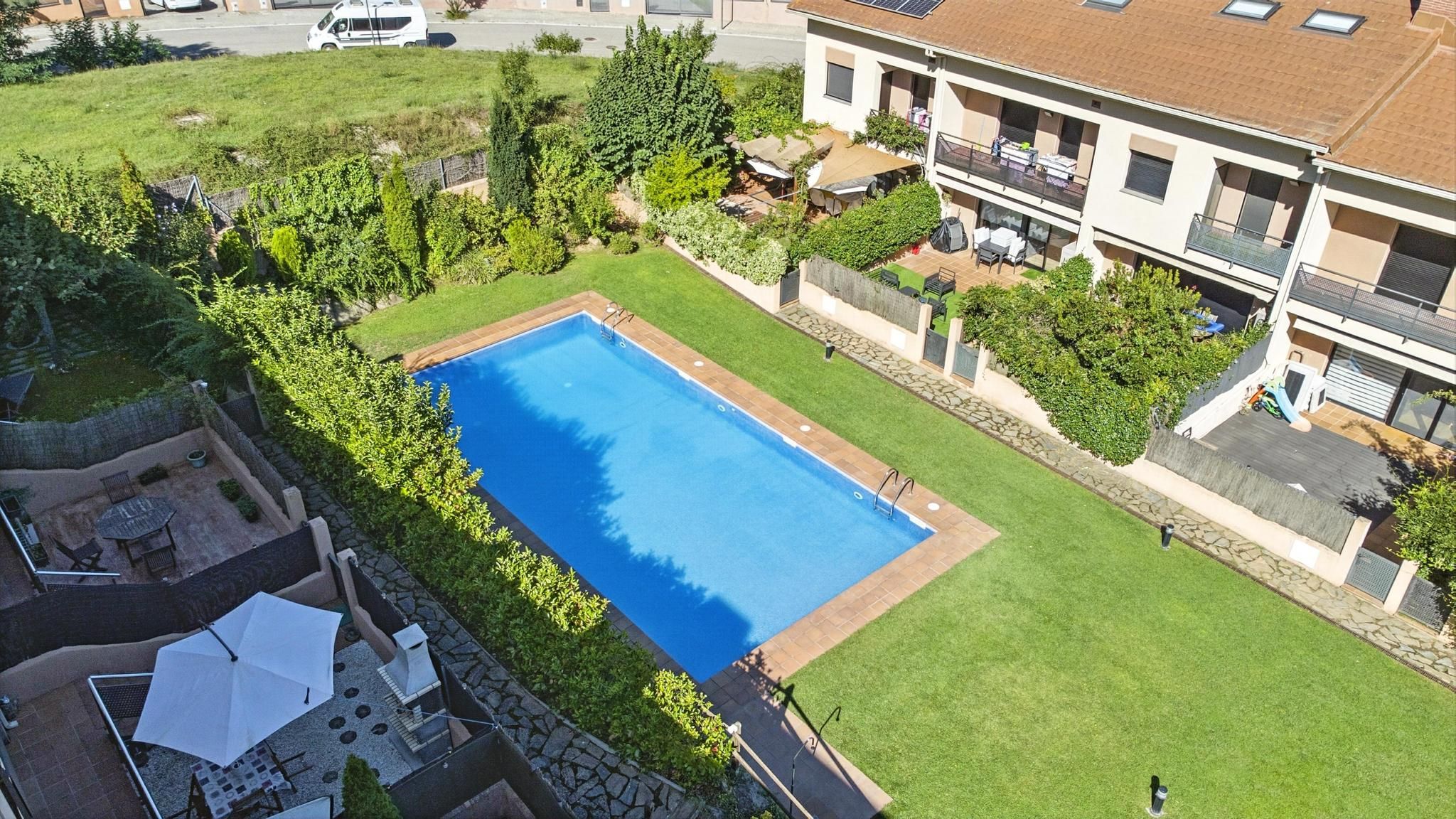 Swimming pool of Single-family semi-detached for sale in Arbúcies  with Private garden and Community pool