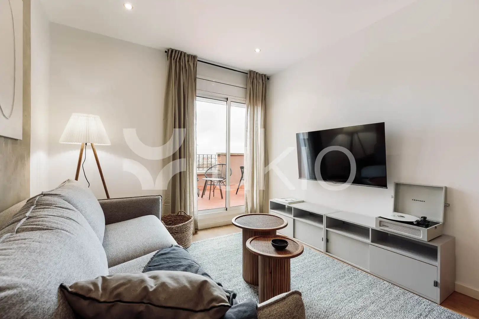 Sala de estar de Apartamento de alquiler en Barcelona con Aire acondicionado, Calefacción y Terraza