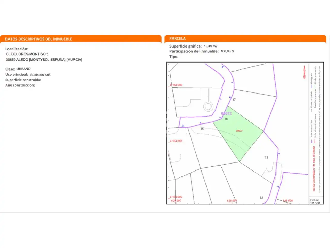 Rustikales Grundstück zum Verkauf in Calle Montysol Aledo S/N, imagen 13