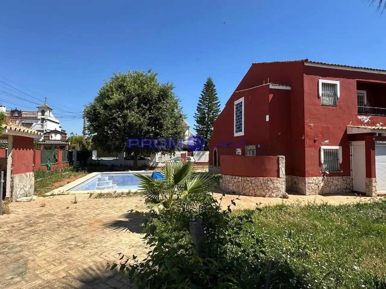 Vista exterior de Casa o chalet en venta en Almensilla con Jardín privado, Terraza y Piscina