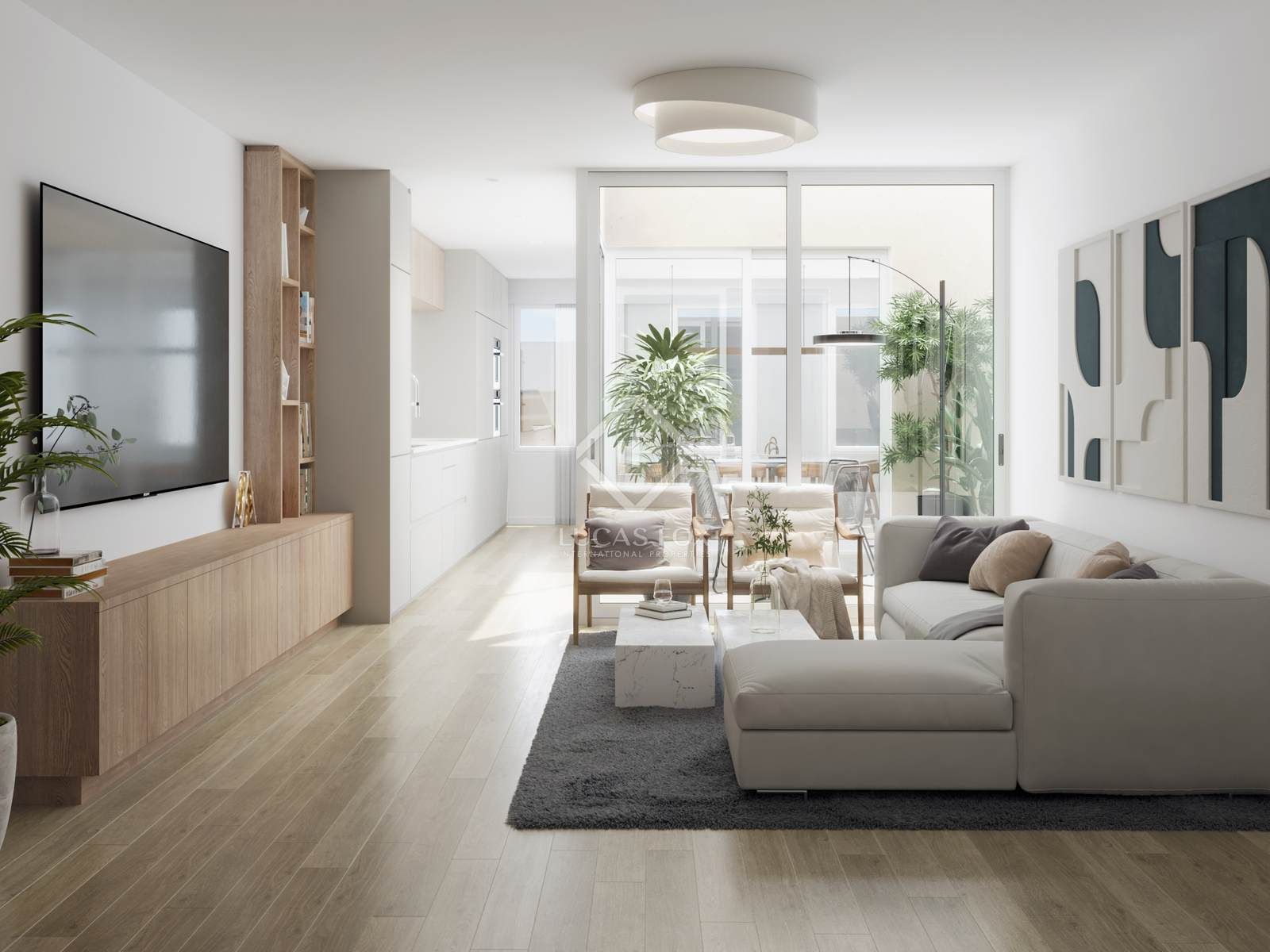 Living room of Flat for sale in  Barcelona Capital  with Air Conditioner, Private garden and Terrace